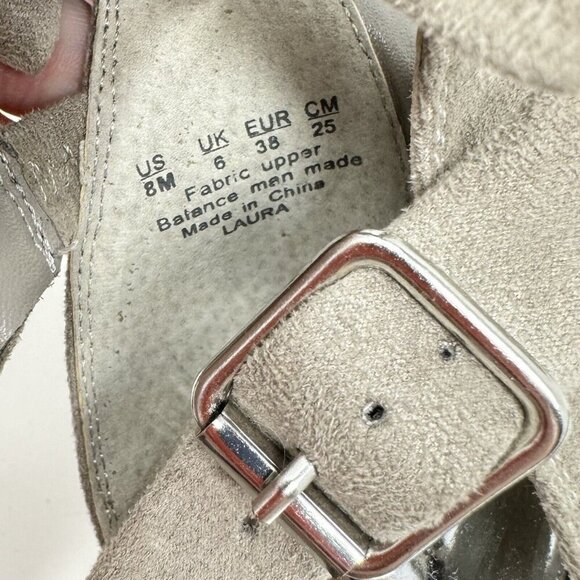 Carlos Santana Laura Grey Taupe Fabric Sandal Open Toe‎ Mule Stacked Block Heel - Picture 10 of 16